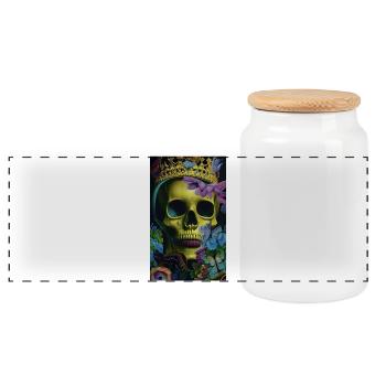 Beautiful fantasy Skull - Panorama Keksdose mit Holzdeckel - Weiß - Vorne