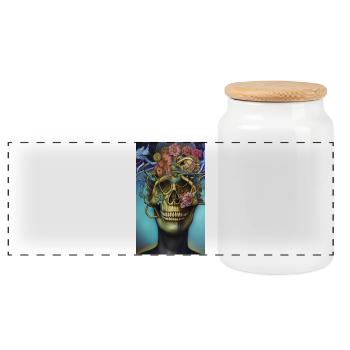 Beautiful fantasy Skull - Panorama Keksdose mit Holzdeckel - Weiß - Vorne