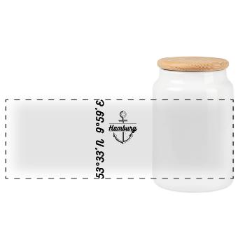 Hamburg coordinates motif clothing - Panoramic Cookie Jar with Wooden Lid - white - Front