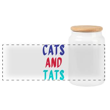 Chats et Tatouages Pop Coloré - Boîte à biscuits avec couvercle en bois - blanc - Devant