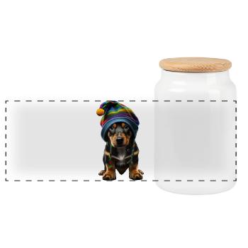 Stylish Pup - Panorama Keksdose mit Holzdeckel - Weiß - Vorne