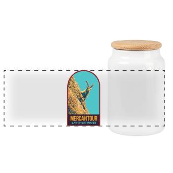 Illustration bouquetin dans le Mercantour - Boîte à biscuits avec couvercle en bois - blanc - Devant