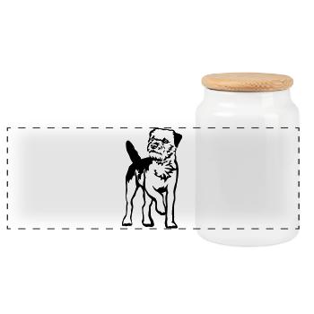 Border Terriers - Boîte à biscuits avec couvercle en bois - blanc - Devant