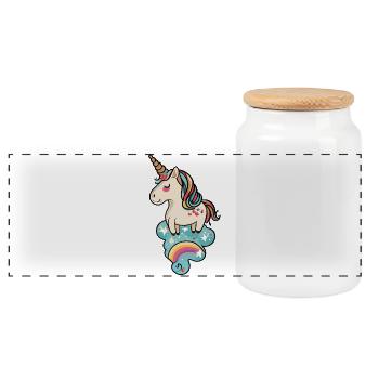 Pastel Unicorn Rainbow Dream - Panoramic Cookie Jar with Wooden Lid - white - Front