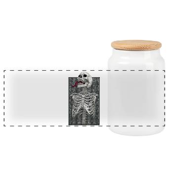Skeleton Motor Heart - Panoramic Cookie Jar with Wooden Lid - white - Front