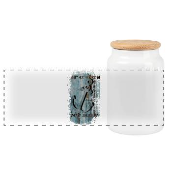 Anchor with coordinates - Panoramic Cookie Jar with Wooden Lid - white - Front