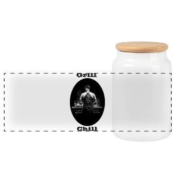 Grill Chill - Panoramic Cookie Jar with Wooden Lid - white - Front