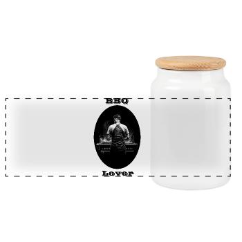 Amateur de barbecue - Boîte à biscuits avec couvercle en bois - blanc - Devant