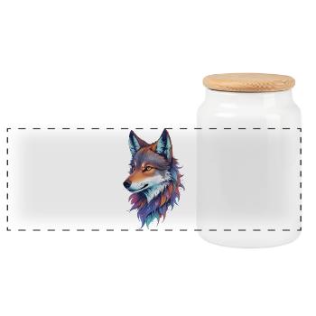 Wolf - Panorama Keksdose mit Holzdeckel - Weiß - Vorne