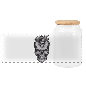 Cool Skull - Panorama Keksdose mit Holzdeckel - Weiß - Vorne