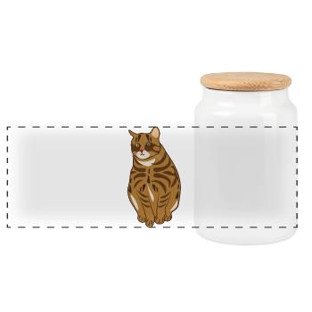 Landrassen-Katze - Panorama Keksdose mit Holzdeckel - Weiß - Vorne