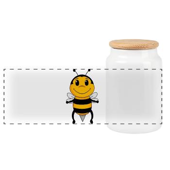 Abeille - Boîte à biscuits avec couvercle en bois - blanc - Devant