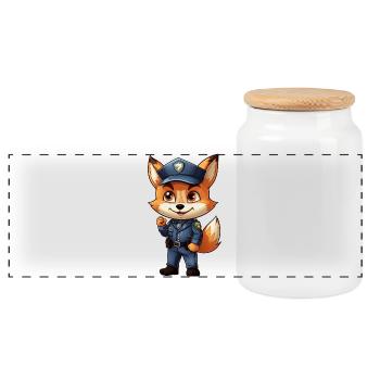 Fuchs Polizei - Panorama Keksdose mit Holzdeckel - Weiß - Vorne