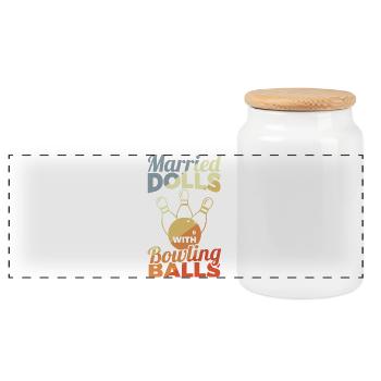 Bowling Girl - Panoramic Cookie Jar with Wooden Lid - white - Front