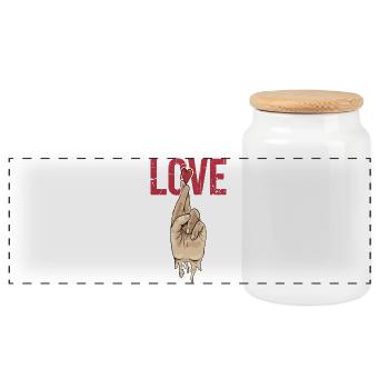 Signs of Love - Panoramic Cookie Jar with Wooden Lid - white - Front