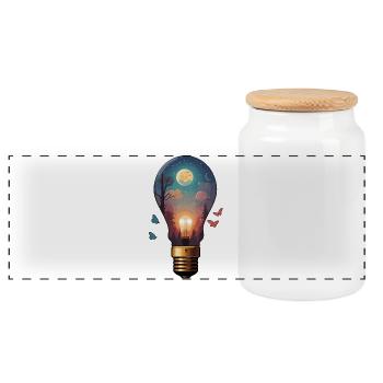Ampoule au clair de lune - Boîte à biscuits avec couvercle en bois - blanc - Devant