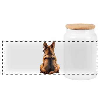 German Shepherd - Panoramic Cookie Jar with Wooden Lid - white - Front