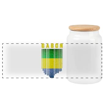 Flag of Gabon, Gabonese Pride - Panoramic Cookie Jar with Wooden Lid - white - Front