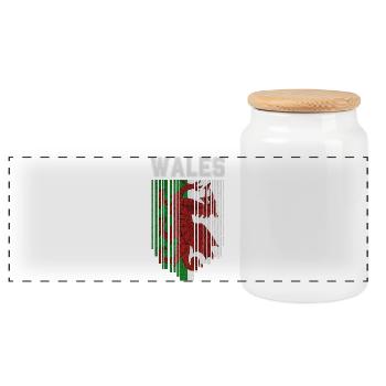 Flag of Wales, Welsh pride - Panoramic Cookie Jar with Wooden Lid - white - Front