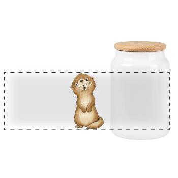 Loutre mignonne - Boîte à biscuits avec couvercle en bois - blanc - Devant