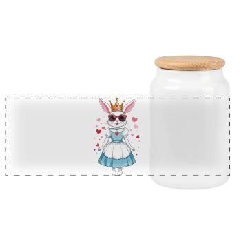 Mignon Lapins Princesse - Boîte à biscuits avec couvercle en bois - blanc - Devant