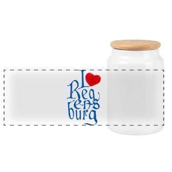 I love Regensburg ! - Panorama Keksdose mit Holzdeckel - Weiß - Vorne