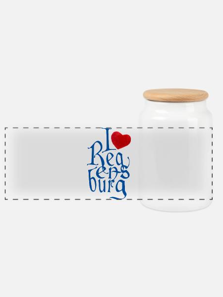 I love Regensburg ! - Panorama Keksdose mit Holzdeckel - Weiß
