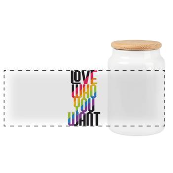 LGBT Pride Month - Liebe wen du willst - Panorama Keksdose mit Holzdeckel - Weiß - Vorne