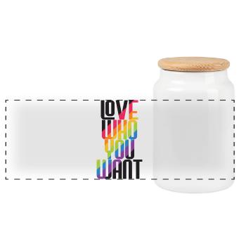 LGBT Pride Month - Liebe wen du willst - Panorama Keksdose mit Holzdeckel - Weiß - Vorne