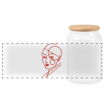 Red Geometric Human - Panoramic Cookie Jar with Wooden Lid - white - Front