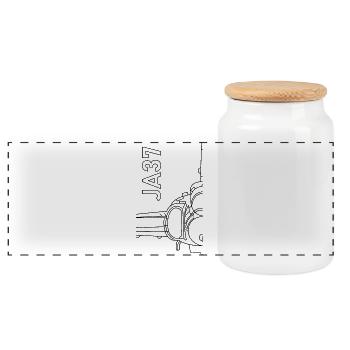 ja37 viggen - Panoramic Cookie Jar with Wooden Lid - white - Front