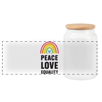 LGBT Pride Month - Frieden. Liebe. Gleichheit - Panorama Keksdose mit Holzdeckel - Weiß - Vorne