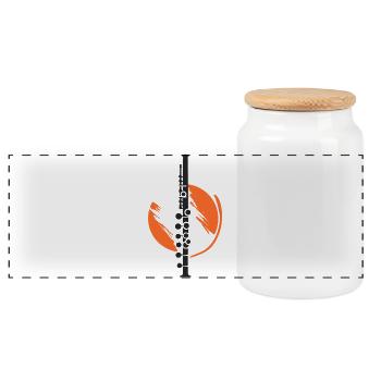 Dessin de flûte traversière - Boîte à biscuits avec couvercle en bois - blanc - Devant