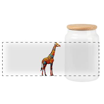 Giraffe - Panoramic Cookie Jar with Wooden Lid - white - Front