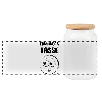 Edmunds Tasse - Panorama Keksdose mit Holzdeckel - Weiß - Vorne
