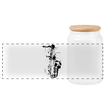 Saxophone - Boîte à biscuits avec couvercle en bois - blanc - Devant
