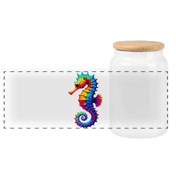 Hippocampe - Boîte à biscuits avec couvercle en bois - blanc - Devant