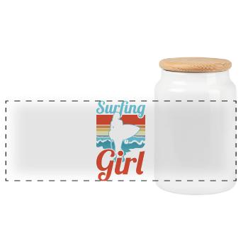Surfer - Panoramic Cookie Jar with Wooden Lid - white - Front