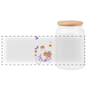 Thème de vélo d’Halloween effrayant - Boîte à biscuits avec couvercle en bois - blanc - Devant
