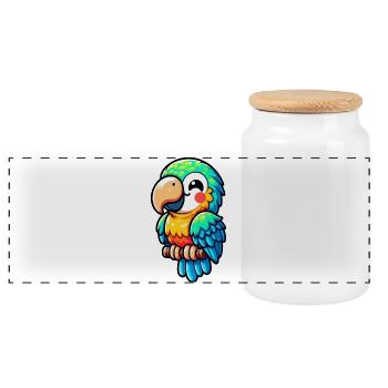 Parrot - Panoramic Cookie Jar with Wooden Lid - white - Front
