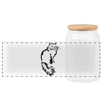 Persian - Persian Cat - Panoramic Cookie Jar with Wooden Lid - white - Front