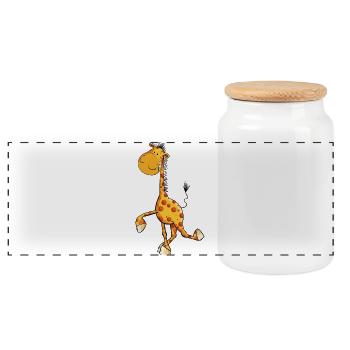 Drollige Giraffe - Panorama Keksdose mit Holzdeckel - Weiß - Vorne