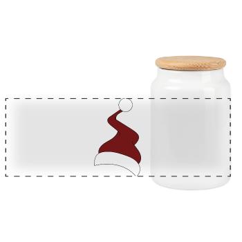 Chapeau de Noël en rouge et blanc - Boîte à biscuits avec couvercle en bois - blanc - Devant