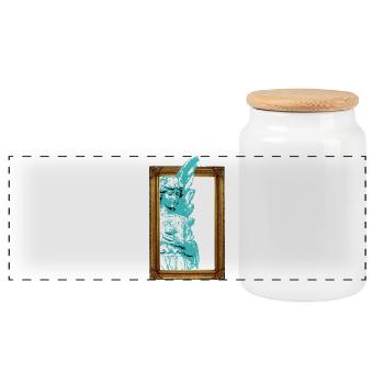 Framed Angel - Panoramic Cookie Jar with Wooden Lid - white - Front