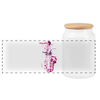 Graphisme pour saxophone - Boîte à biscuits avec couvercle en bois - blanc - Devant
