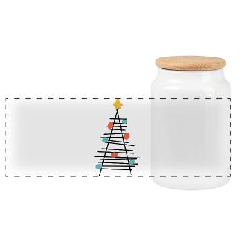 Farbenpunkt Baum Minimalismus - Panorama Keksdose mit Holzdeckel - Weiß - Vorne