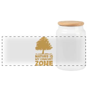 Komfort Zone Natur Baum Wald Herbst Spruch lustig - Panorama Keksdose mit Holzdeckel - Weiß - Vorne