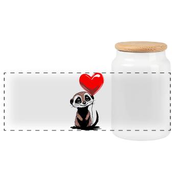 Meerkat Heart Balloon - Heartful Creatures - Panoramic Cookie Jar with Wooden Lid - white - Front