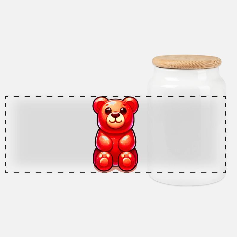 Teddybär - Panorama Keksdose mit Holzdeckel - Weiß