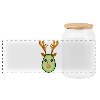 Weihnachten Avocado Rentier Geweihe - Panorama Keksdose mit Holzdeckel - Weiß - Vorne